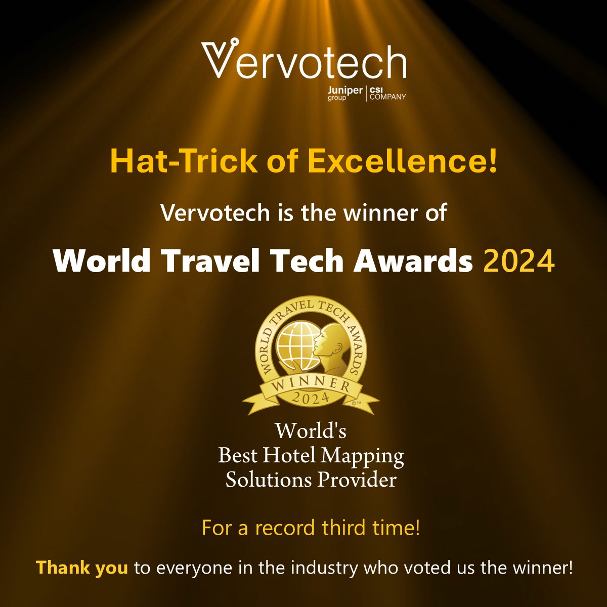 Vervotech recibe por tercera vez el premio "World Travel Tech Awards